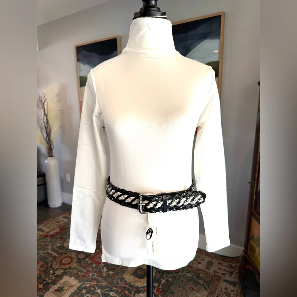 Nine West Black and White Braided Belt